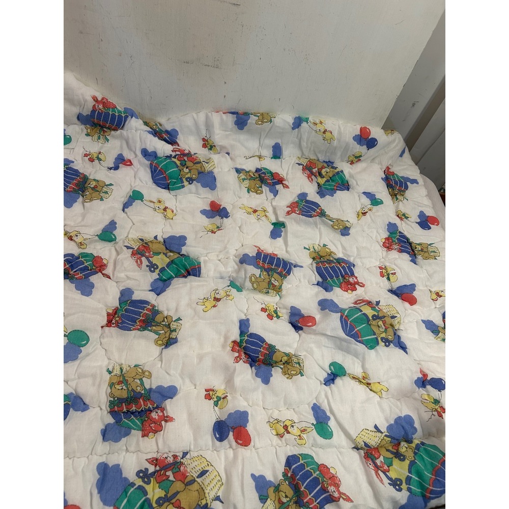 Dream On Me Quilted Baby Blanket 35x45 White Bear Bunny Balloon Kids